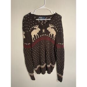 Polo Ralph Lauren Reindeer Moose Nordic Pullover Sweater Fair Isle Ski Cabin XXL